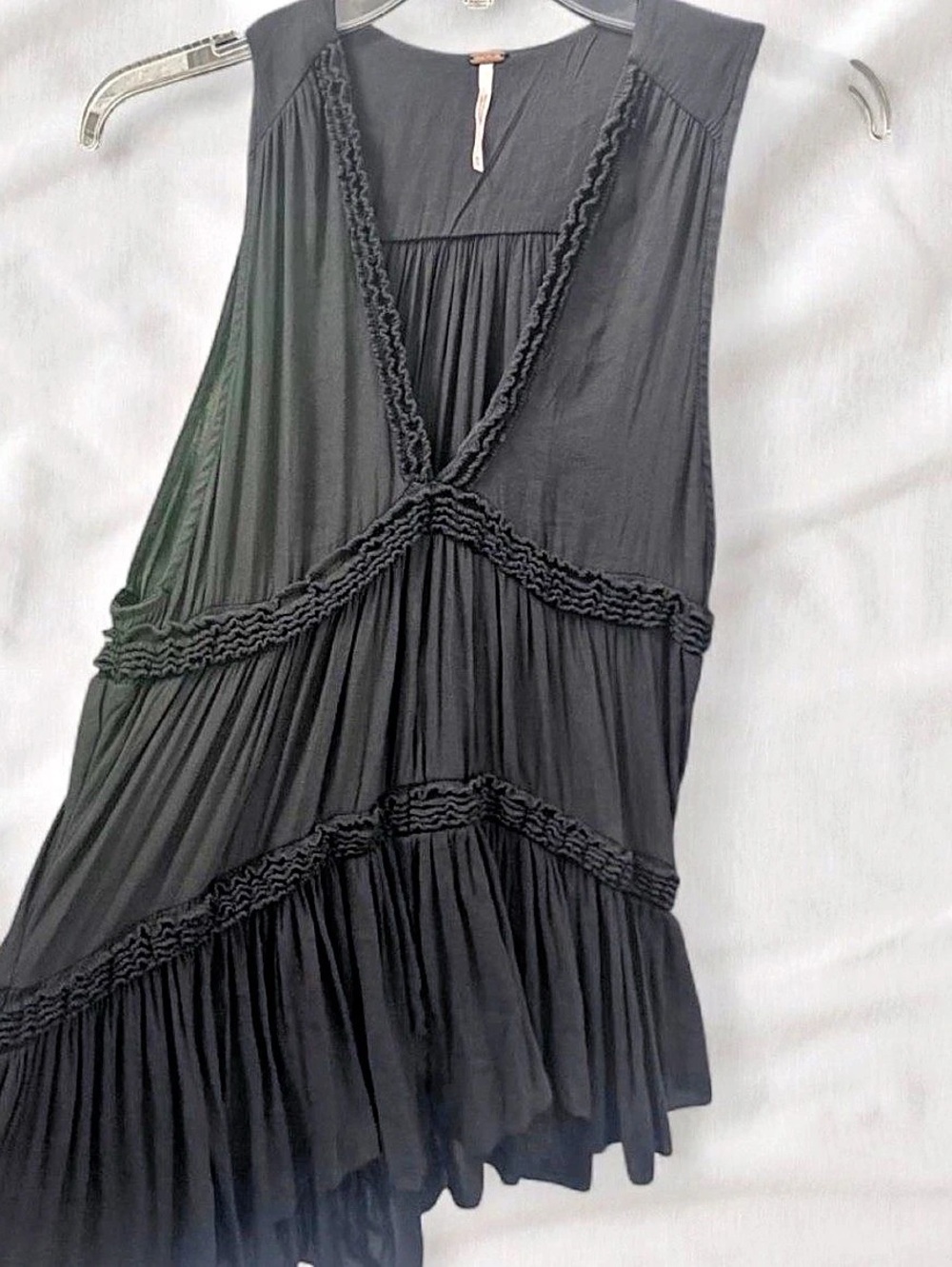 Free People Black Tiered Mini Dress
